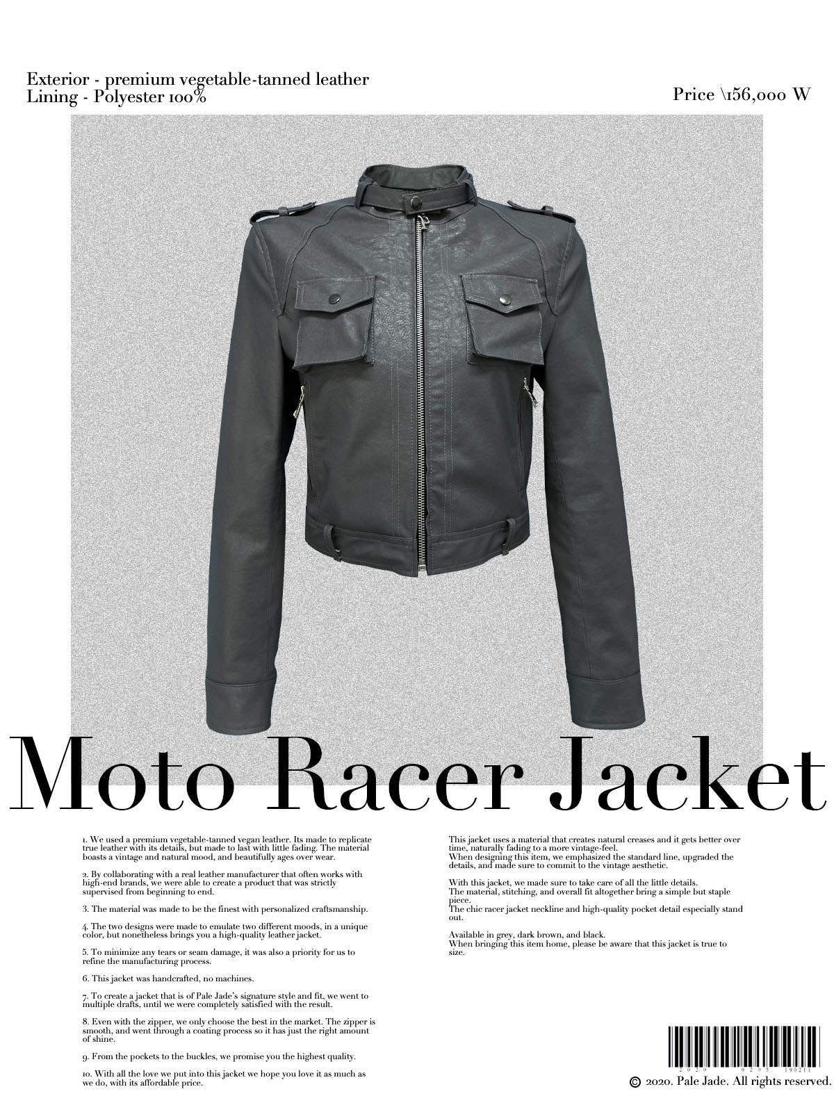 Moto Racer Jacket - Grey