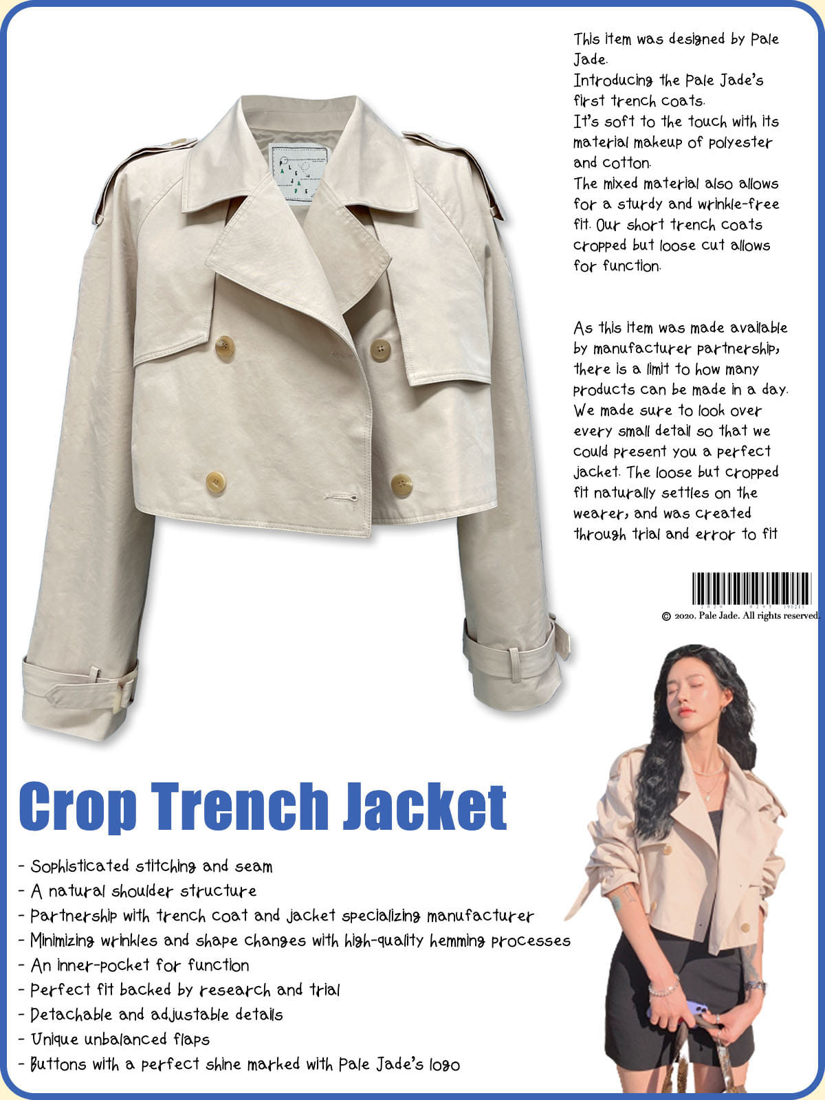 Crop Trench Jacket - Ivory