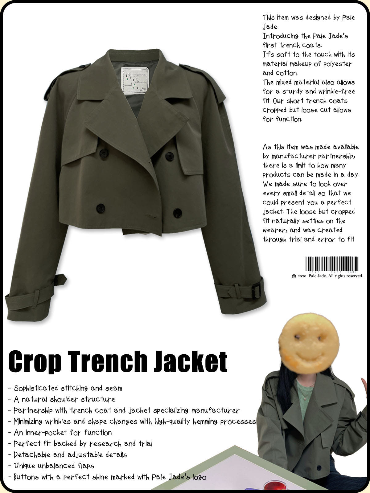 Crop Trench Jacket - Khaki