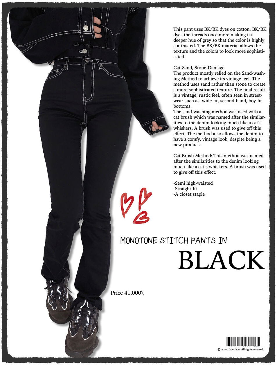 Monotone Stitch Pants In BLACK