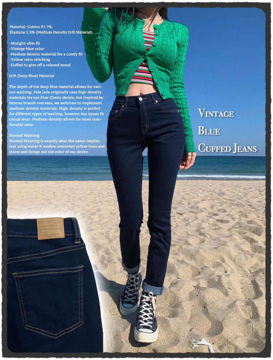Vintage Blue Cuffed Jeans