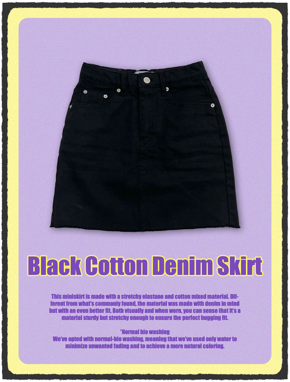 Black Cotton Denim Skirt