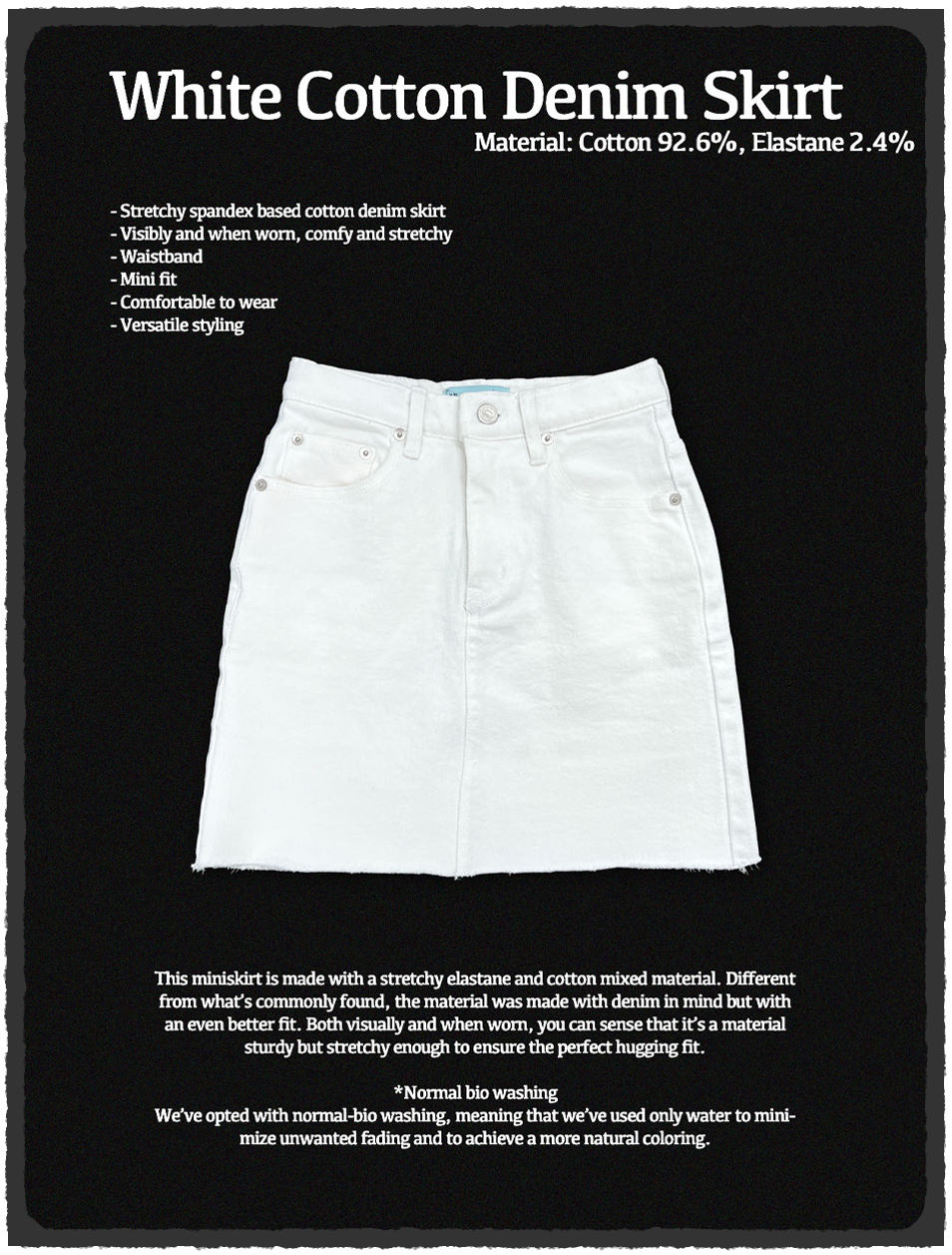 White Cotton Denim Skirt