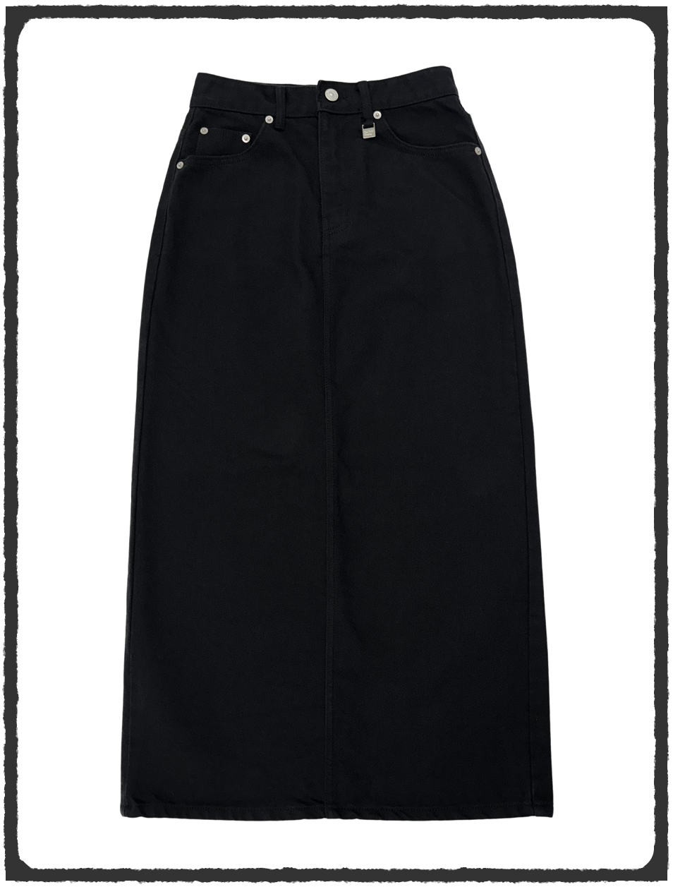 High Waist Long Skirt - Black Cotton