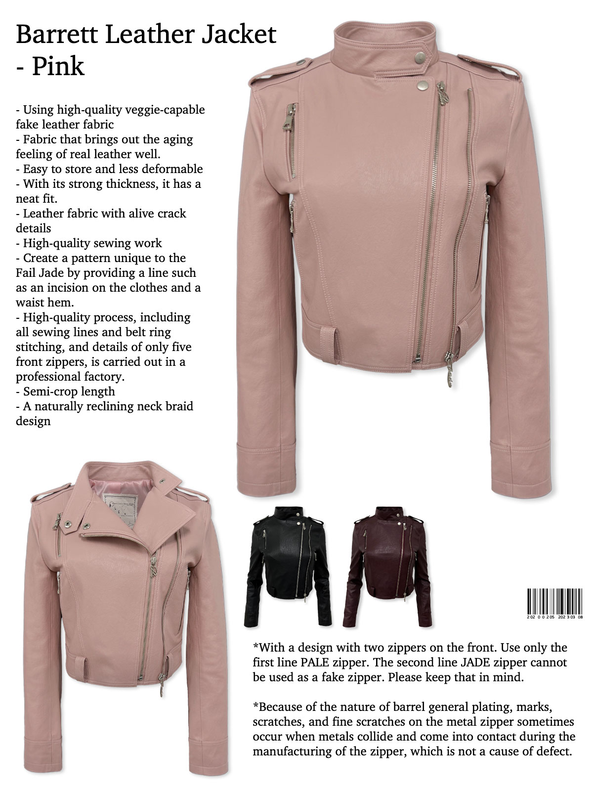 Barrett Leather Jacket - Pink