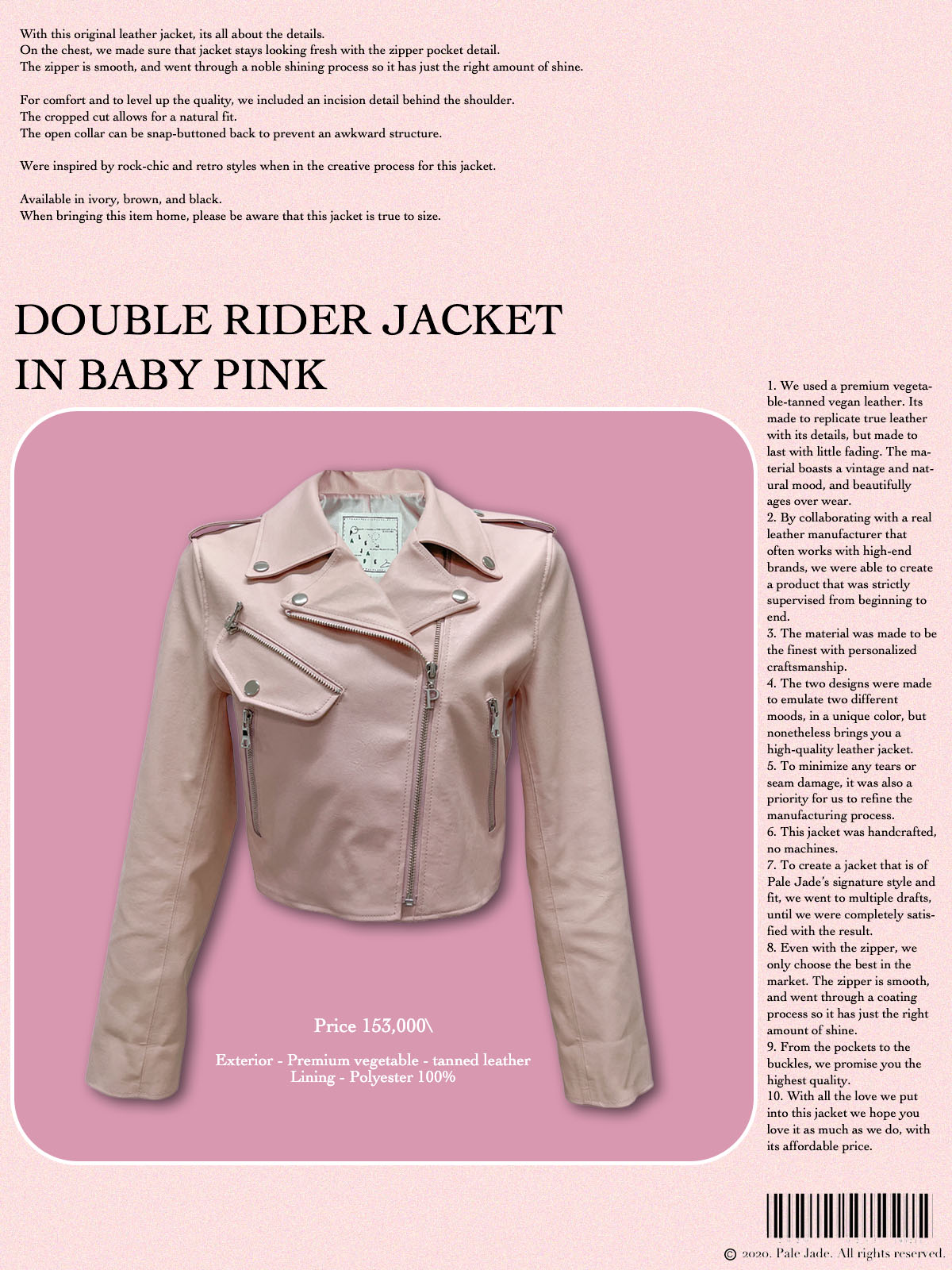 Double Rider Jacket - Baby Pink