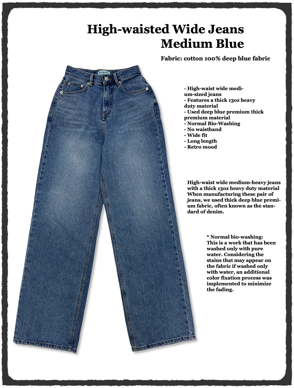 High-Waist Wide Jeans - Medium Blue