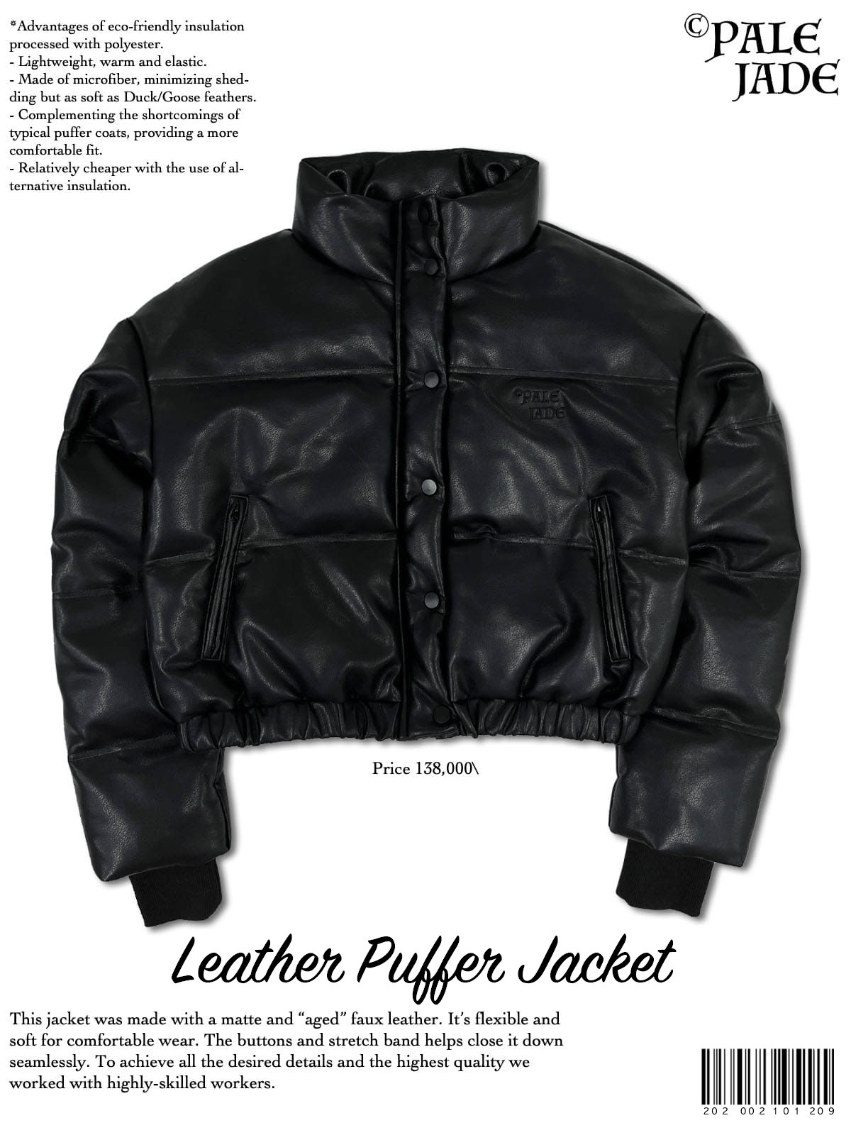 Leather Puffer Jacket in BLACK