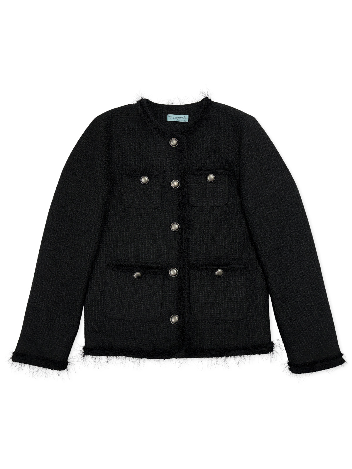 Classy Tweed Padded Jacket In Black